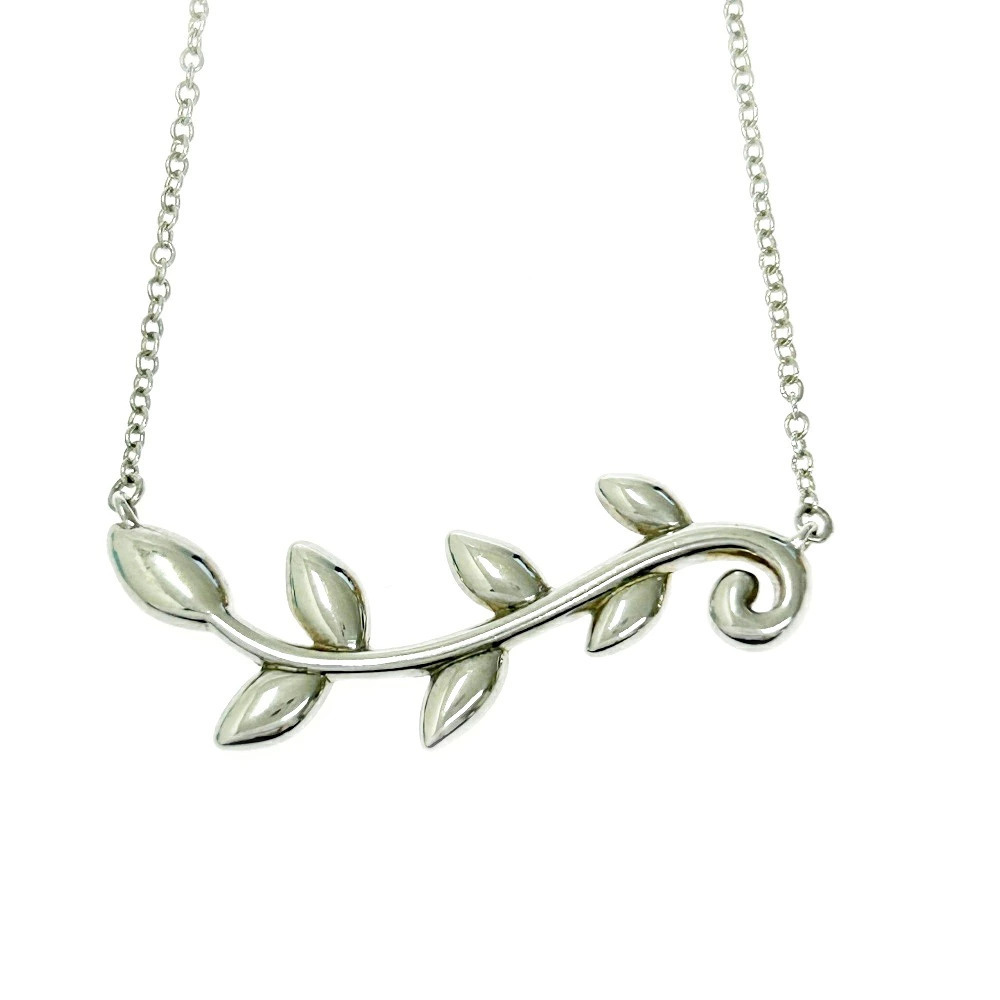 TIFFANYCo Tiffany Silver Paloma Picasso Olive Leaf Necklace